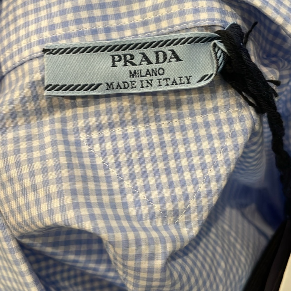 PRADA
Gingham Button-Front Shirt with Detachable Ruffle - Picture 7 of 8